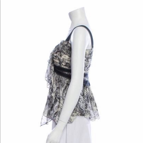 Diane VonFurstenberg black ruffle Top sz 8 - Picture 2 of 8